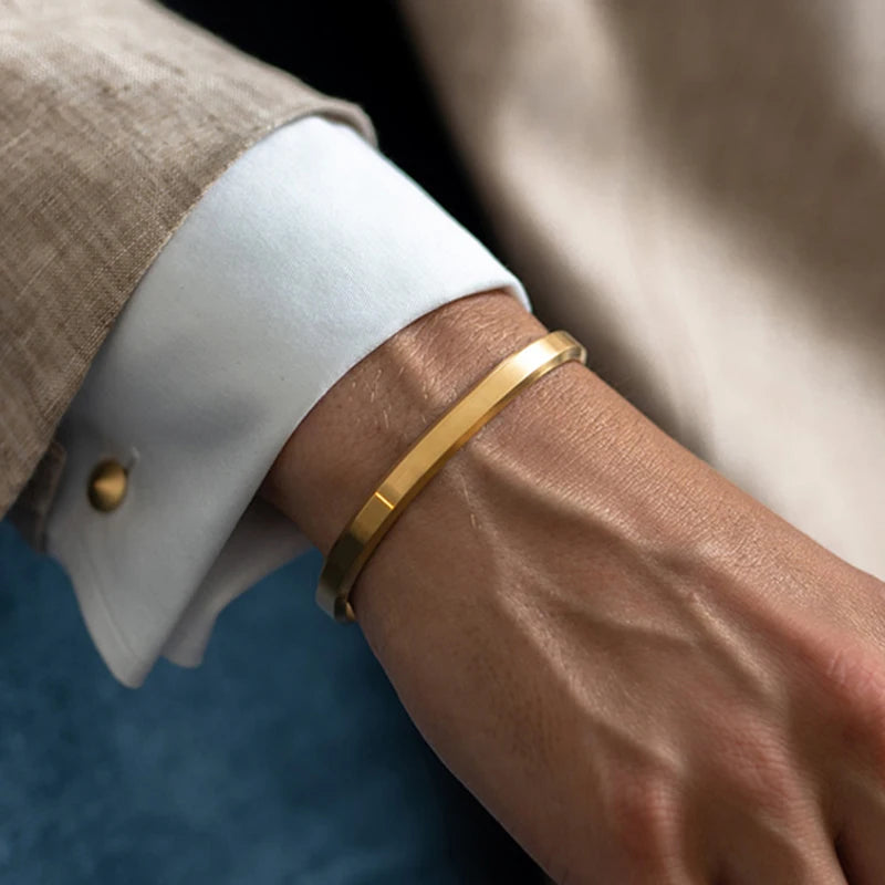 Pulseira de Aço Inoxidável Geométrica